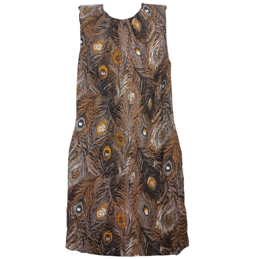 Peacock Feather Print Sleeveless Dress